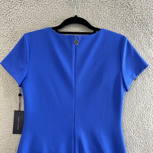 Tommy Hilfiger Dress Womens 4 Blue Short Sleeve Sheath Dress Career Work - Picture 5 of 14